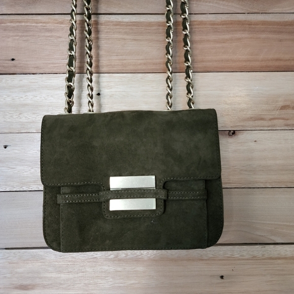 Zac Posen Americana Mini Crossbody Green Velvet Suede Chain - Picture 1 of 15